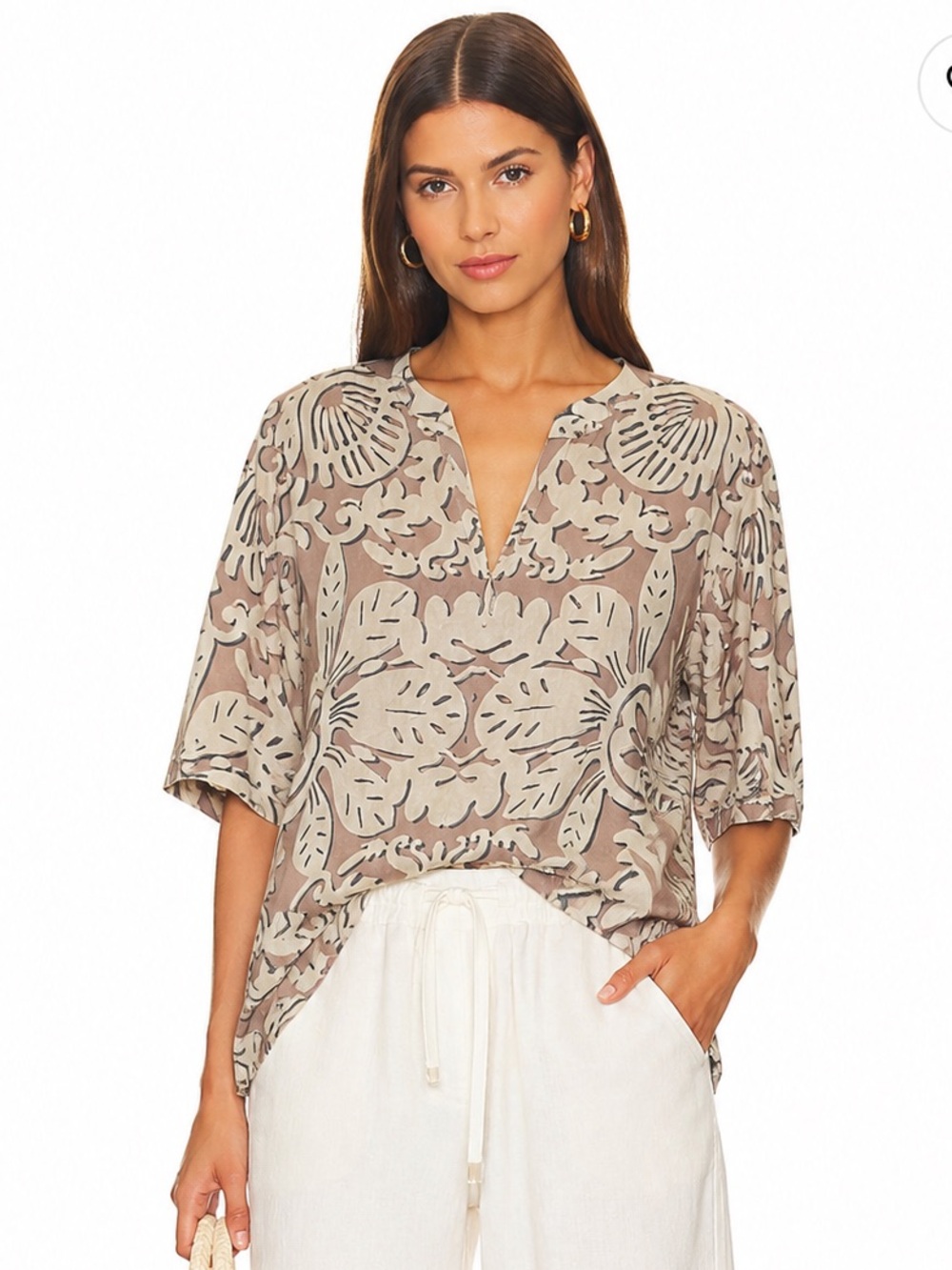 Escada pattern tunic top size 46 xl printed short sleeve